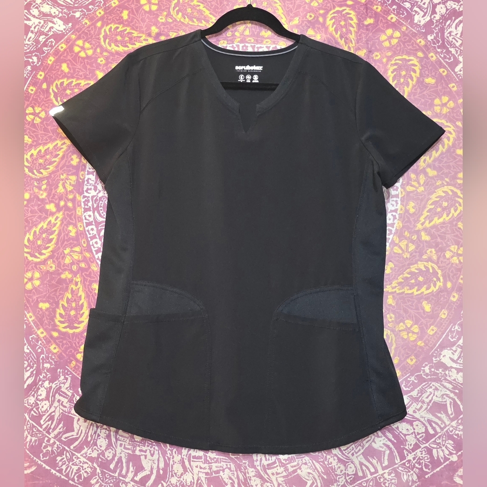 Scrub Star Womans Scrub Top ~ Medium ~ Black